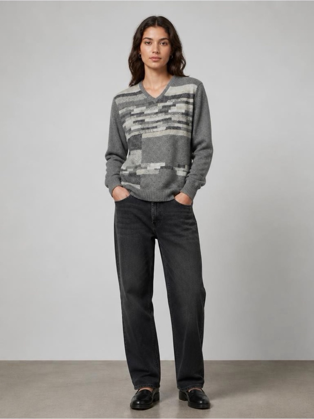 Vintage DKNY Wool Blend V-Neck Sweater Medium